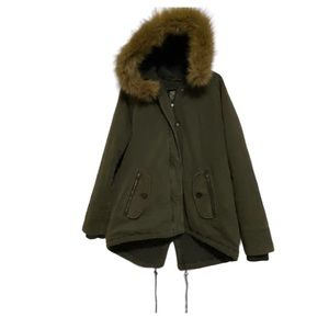 Levi's Jacket Women's Size M Green Full Zip Utility Faux Fur Hood